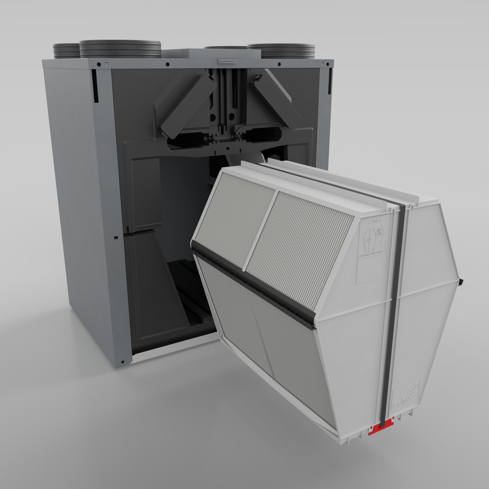 Z-CSY-ERV-CAQ-ST-ERV-open Cut-Out Zehnder ComfoAir Q350 TR Comfortable indoor ventilation Side view